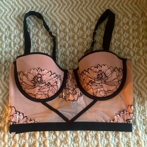 Auden Corset Cage Style Bra/Crop Top w/ Satin Ribbon Straps